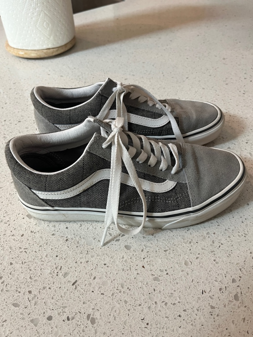 Vans Grey and White Old Skool Sneakers - Picture 2 of 6